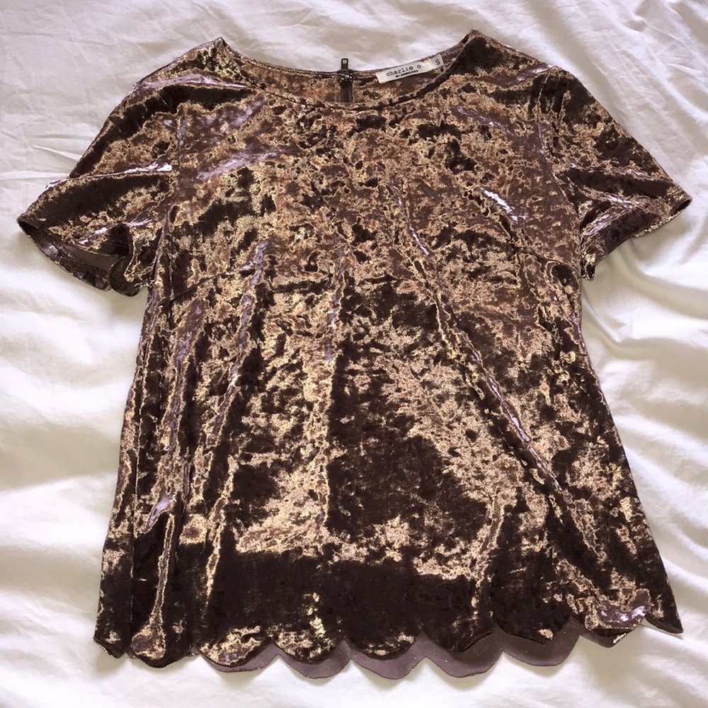 Scalloped Velvet Top